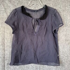 Y2K American Eagle Sheer Polka dot Blouse Sz XL Peter Pan Collar Twee Academia